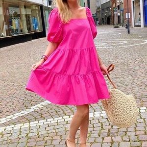 H&M Puff Sleeve Pink Dress